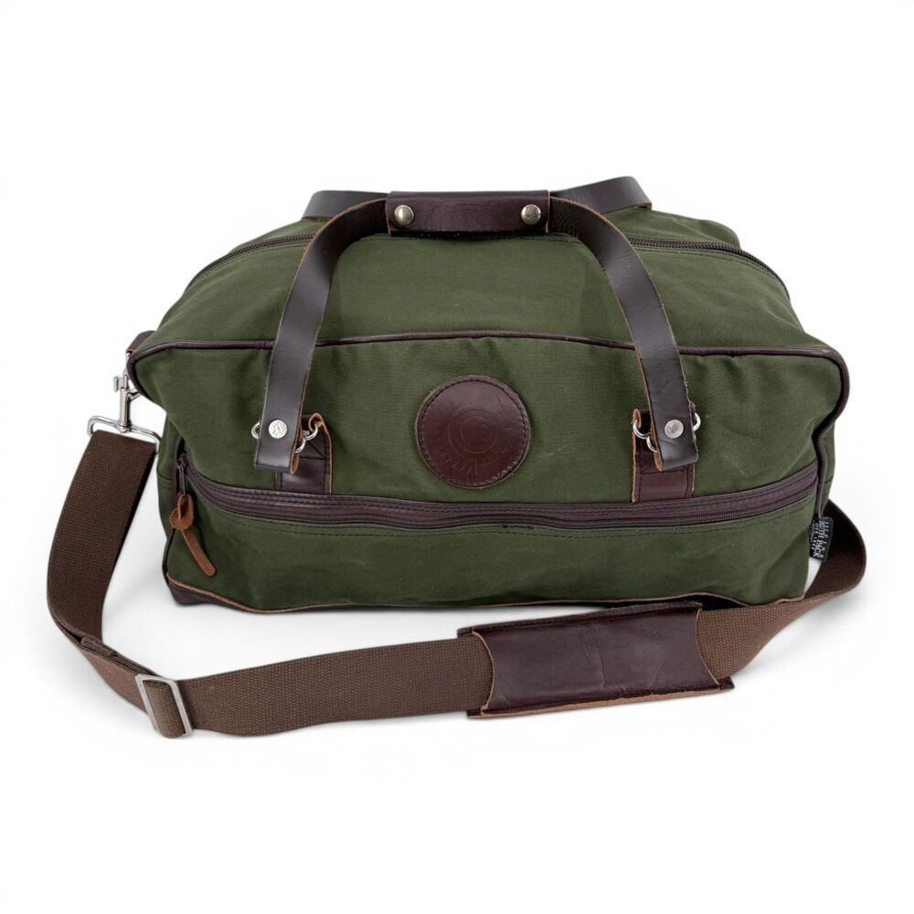 Duluth Pack Canvas Leather Weekender Duffel Bag Olive Drab 33L